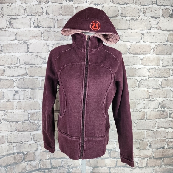 Lululemon Reversible  Scuba Hoodie Classic Remix Burgundy/Pink Pattern 2in1 - Picture 2 of 14